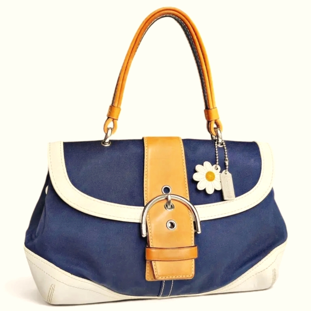 Coach Daisy Soho Navy Blue White Leather 4432